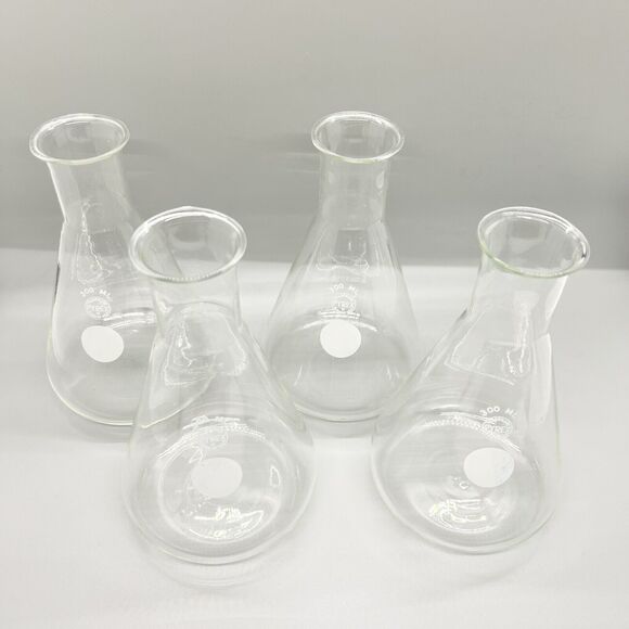 Vintage 300 ml Pyrex Erlenmeyer Flask Beaker Glass Lab Chemistry USA Heat School - Picture 3 of 5